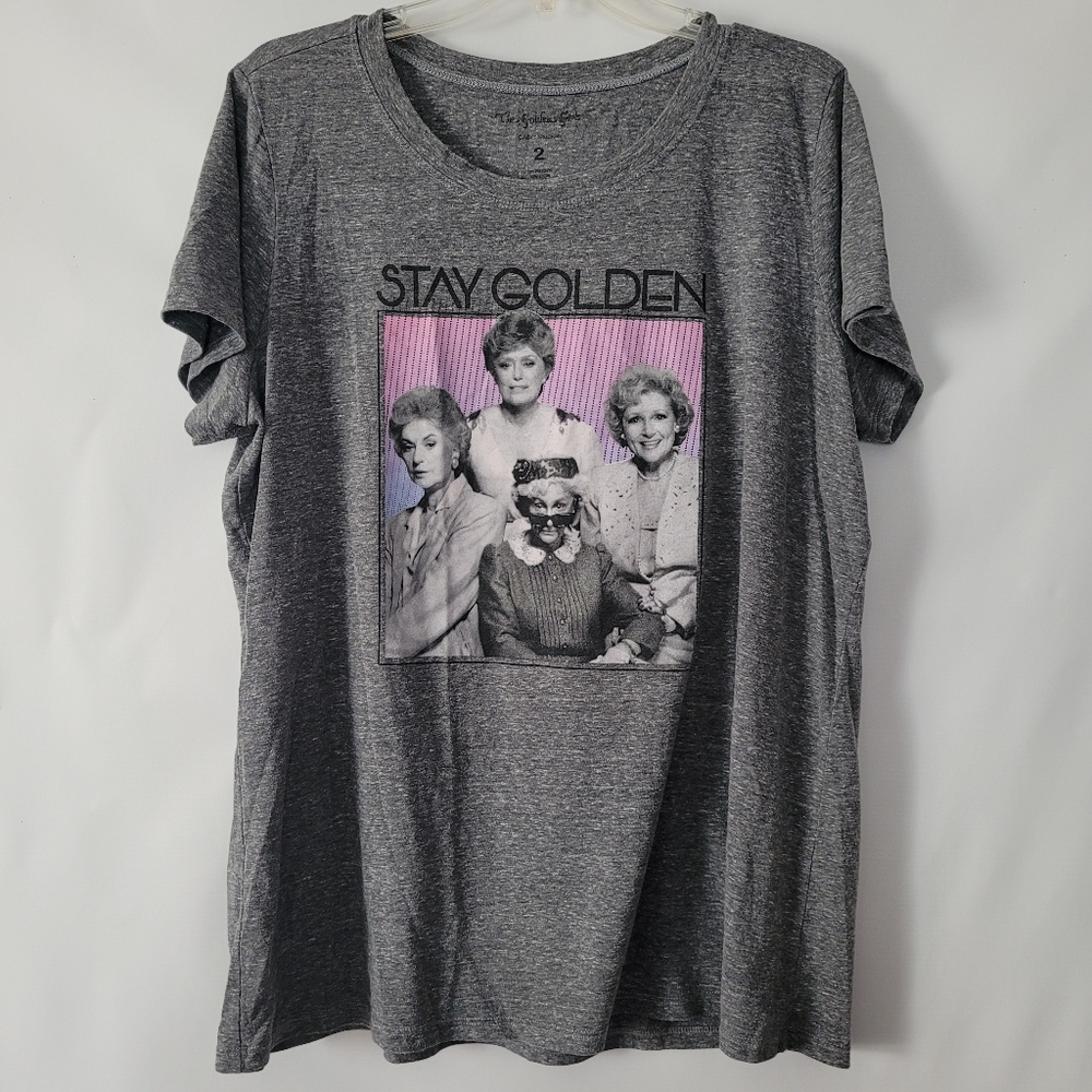 Golden Girls Stay Golden Graphic Tee Gray Plus Size 2X Cabo Studios